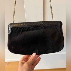 Vintage 1960s Bags by Supreme Black Suede Evening Bag - Gold Chain